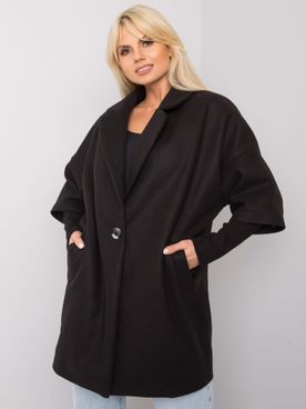 Čierny kabát na jeden gombík s krátkymi rukávmi Aliz RUE PARIS