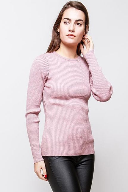 Klasický dámsky ružový sveter