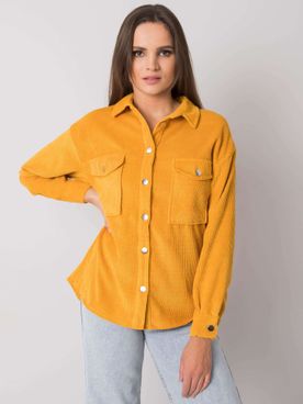 Tmavo-žltá košeľa pre ženy s vreckami