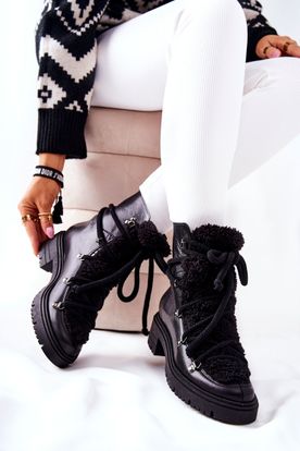 Trapperské jesenné outdoorové topánky v čiernej farbe s viazaním Lewski Shoes