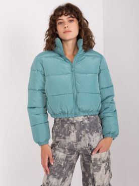 Krátka tyrkysová prešívaná zimná bunda pre ženy