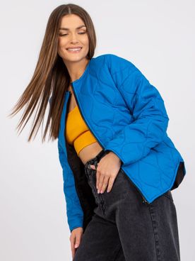 Modrá dámska prechodná bunda s prešívaním