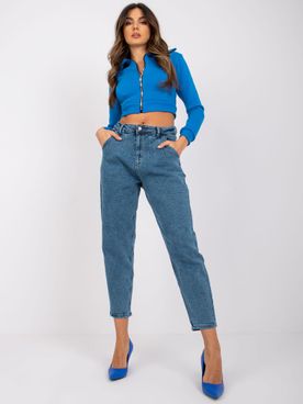 Modré mama džínsy s vysokým pásom Levante