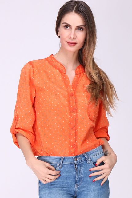 Dámska oranžová košeľa s hviezdičkami
