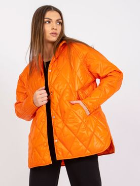 Dámska oranžová prešívaná bunda na gombíky