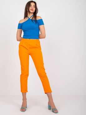 Oranžové nohavice pre ženy s elastickým pásom