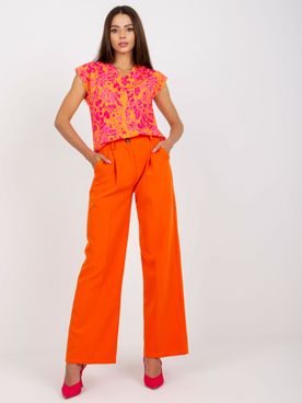 Oranžové široké nohavice s vysokým pásom ITALY MODA
