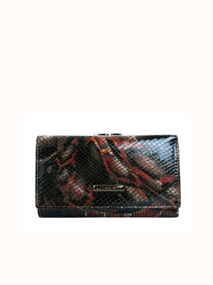 Kožená dámska čierno-červená peňaženka s hadím vzorom