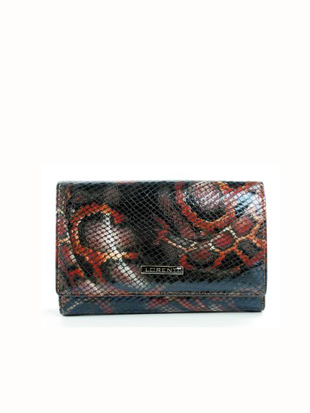 Dámska čierno-červená kožená peňaženka s hadím vzorom