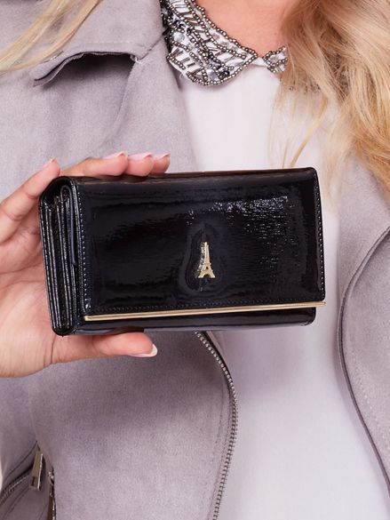 Elegantná dámska čierna kožená peňaženka