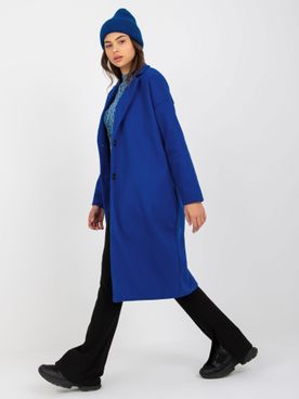 Dlhý tmavo-modrý kabát s vreckami OCH BELLA