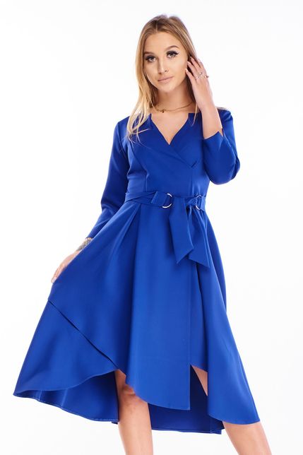 Polodlhé modré šaty s asymetrickým strihom