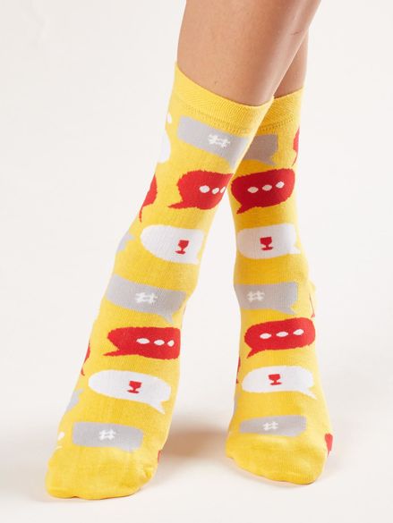 Žlté dlhé ponožky s messengermi