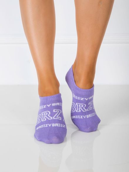 Vzorované dámske členkové ponožky z fialovej bavlny