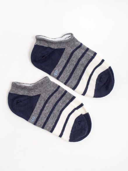 Dámske sivo-modré členkové pruhované ponožky