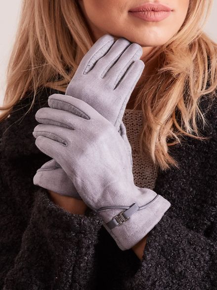 Elegantné dámske sivé rukavice s prackou