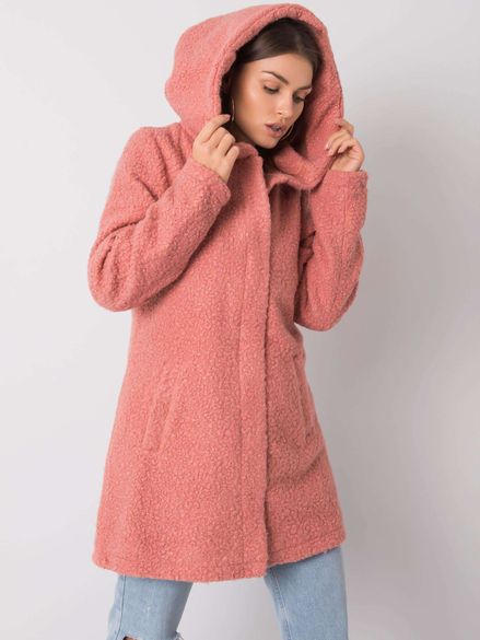 Ružový mikinový mäkký kabát s kapucňou Beverly
