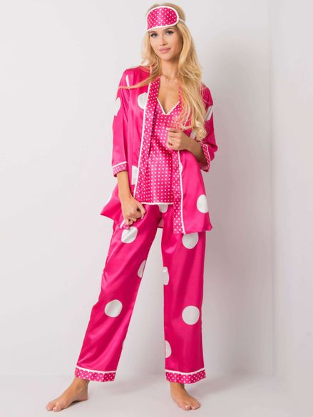 Ružové vzorované dvojdielne pyžamo dlhého strihu