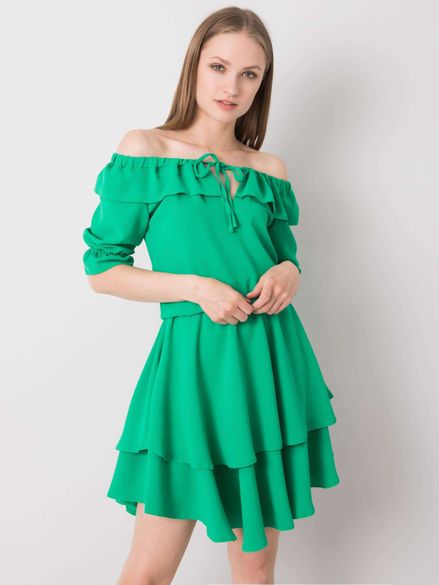 Elegantné zelené šaty s volánmi