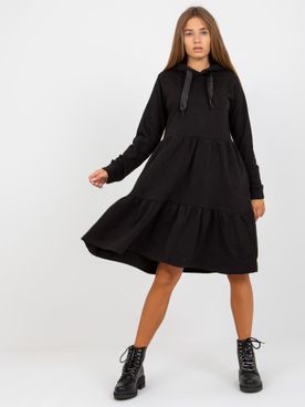 Čierne mikinové šaty s dlhým rukávom