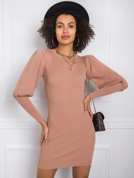 Dámske ružovo-hnedé pletené šaty