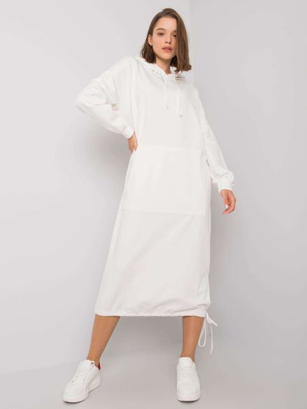 Biele mikinové šaty s kapucňou