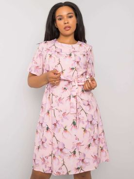 Svetlo-ružové PLUS SIZE šaty s kvetinovým vzorom 