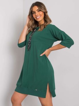 Bavlnené tmavo-zelené šaty so zapínaním na zips