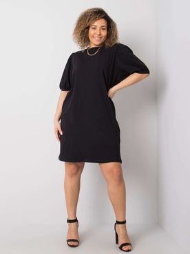 Čierne voľnočasové bavlnené plus size šaty