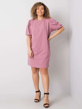 Tmavo-ružové voľnočasové bavlnené plus size šaty