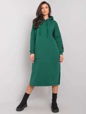 Defend Dignity dlhé tmavo-zelené mikinové šaty s vreckami
