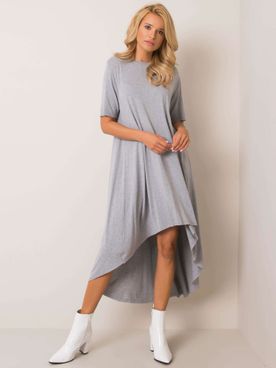 Asymetrické sivé šaty voľného strihu