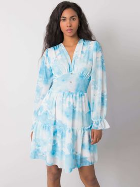 Svetlo-modré letné šaty s volánikmi