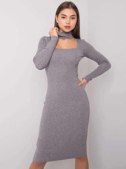 Sivé pletené šaty pre ženy