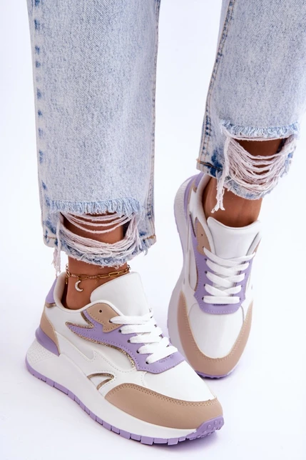 Štýlové pohodlné bielo-fialové sneakersy