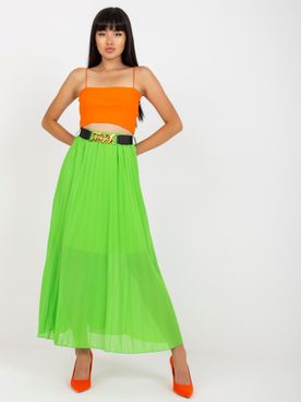 Svetlo-zelená sukňa s elastickým pásom a opaskom