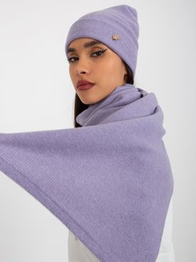 Súprava čiapka a šál pre ženy vo fialovej farbe