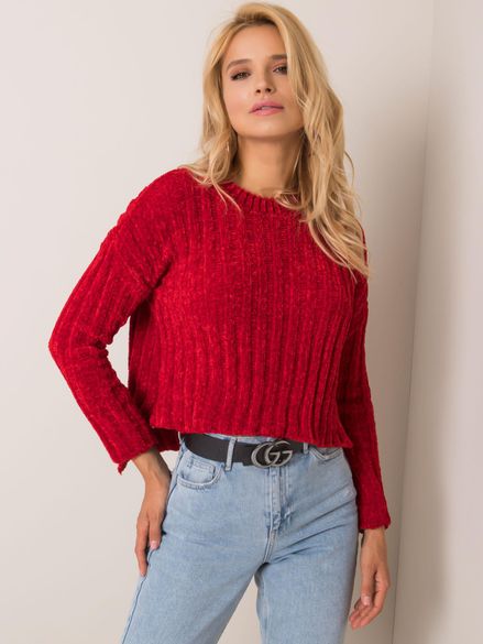 Tmavo-červený krátky sveter Burdia