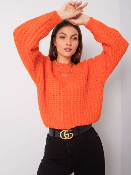 Dámsky úpletový sveter oranžovej farby
