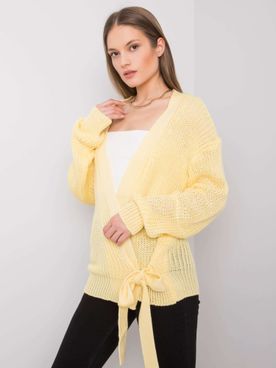 Žltý kardigánový sveter na viazanie Daisy