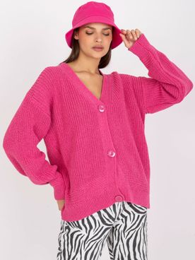 Ružový kardigánový oversize sveter na gombíky