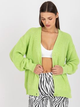 Svetlo-zelený kardigánový oversize sveter na gombíky