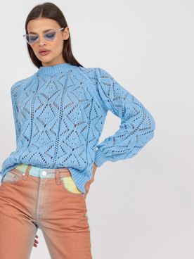 Svetlo-modrý azúrový sveter s dlhými rukávmi RUE PARIS