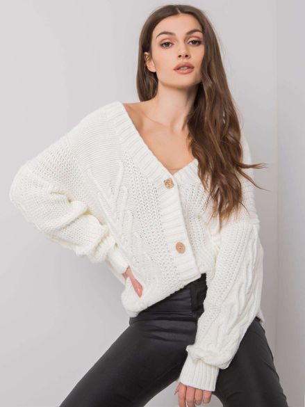 Oversize ecru pletený sveter na gombíky
