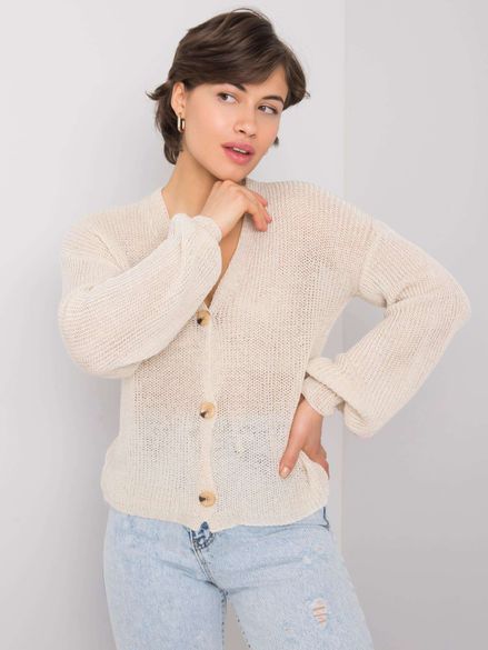 Béžový pletený sveter na gombíky