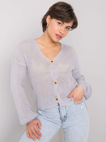 Sivý pletený sveter na gombíky