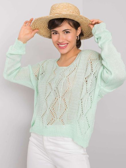 Dámsky pletený sveter mätovej farby Maurissa