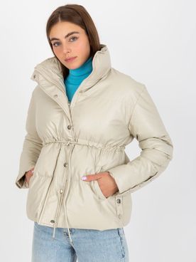 Svetlo-béžová dámska zimná bunda so šnúrkou