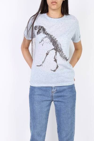 Dámske svetlomodré tričko s potlačou dinosaura