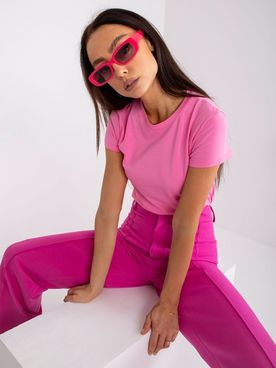 Svetlo-ružové bavlnené jednofarebné tričko s krátkym rukávom